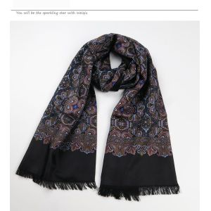 Silk Napping Scarf,Double Face Scarf For Men And Woven .Printed With Woven Shawl