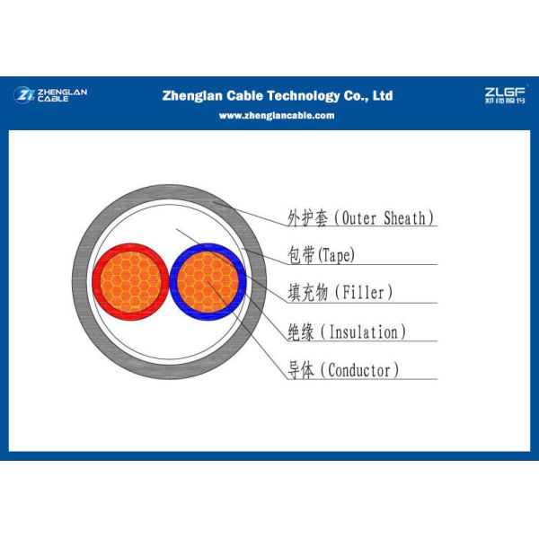 0.6/1KV LV Two cores Power Cable (Unarmoured) , PVC Insulated Cable /Section :2