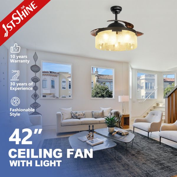 230V Midcentury Design Warm Lighting Ceiling Fan with Hidden Blades and Remote
