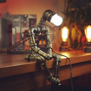 Cheap Vintage Iron Robot Table Lamp Living Room Art Deco E27 Retro Beside Lamp(WH-VTB-25) for sale