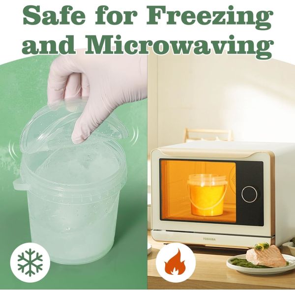 Disposable PP Clear Party Mick Tea Bucket 1000ml Plastic Cup With Handle And Lid