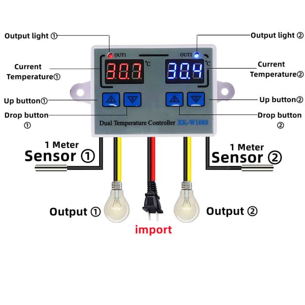 Quality Dual LED Digital Thermometer Controller Electric Heating 220V wholesale