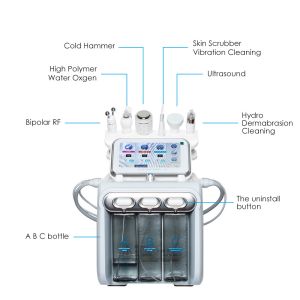 Cheap 17 kg 430*380*380mm portable white hydrafacial machine with 6 handles for face cleaning and face lifting for spa for sale
