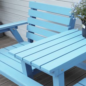 Outdoor Courtyard Solid Wooden Double Chair Bench with Table Enjoy Your Patio in