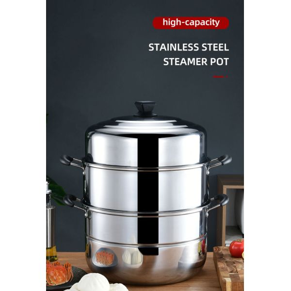 Steamer Pot Oem Hot Selling Large Stainless Steel 2/3 Layer Restaurants Kitchenware Soup Pot Food Steamer Pot With Steamer