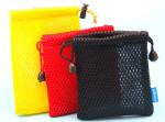 Customized colorful sandwich drawstring net mesh fabric power bank bag with