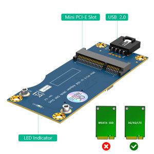 USB 2.0 9PIN Header to Mini PCI-E PCIe 52PIN Wireless Module Adapter with SIM