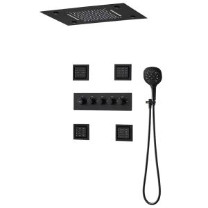 Shower Ceiling Bathroom Shower Faucet Set Luxury LED Thermostatic High Flow Rain