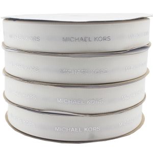Custom Grosgrain Ribbon With Silver Foil Logo Personalised Branded Packaging