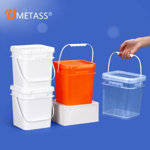 Factory Wholesale Food Safe IML Customized Sealed Empty Plastic Square Buckets