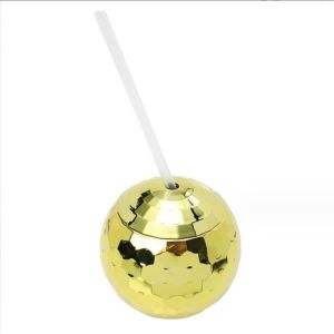 600ml Unique Disco Ball Cups Electroplated Flash Spherical Double Wall Plastic