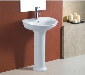 China Bathroom suite floor standing pedestal wash basin on sale