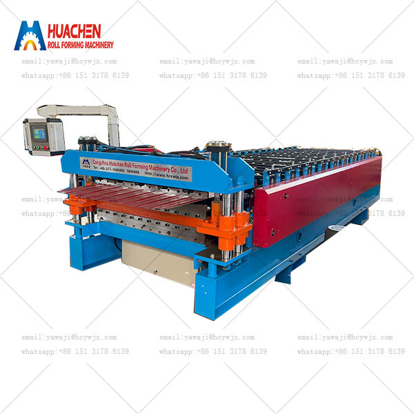 Quality Metal Double Layer HC6/22  Trapezoid Roof Tile Making Roll Forming Machine Upper Level Mini Peak wholesale