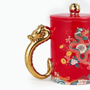 Ready To Ship In Stock Durability Gold Handle Round Coffee Mug Customized Number