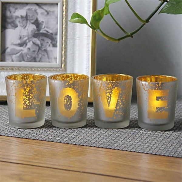 Quality Electroplated Matte Glass Candle Holders With Morden Pattern wholesale