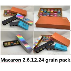 Blue 6pcs Paper Macaron Packaging Box Kraft Paper With Plastic Inner Tray