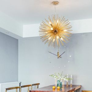 Nordic Artistic LED Aluminum Dandelion Chandelier Hanging Lamps sputnik