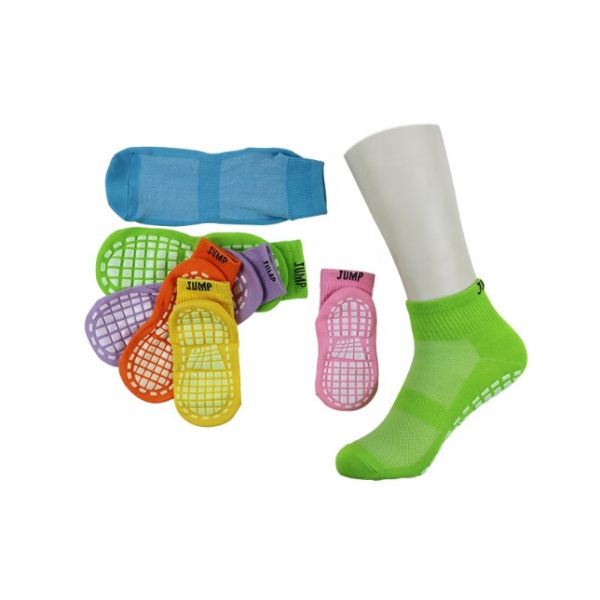 Quality Colorful Polyester Kids Trampoline Sock , Safety Non-slip Socks for Playground Indoor wholesale