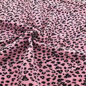 Medium Weight 150cm Polyester Pleated Crepe Fabric Leopard Printed Fabric