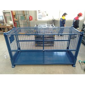 Customized Padlock Locking System Collapsible Stillage Cage For Logistics