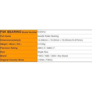SCE912- PP SCE912 BCE912 Needle Roller Bearings 14.288mm × 19.05mm × 19.05mm