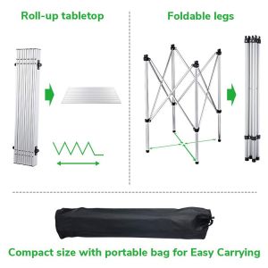 Embroidery or Printing Logo Lightweight Aluminum Roll Up Table for Beach Picnic