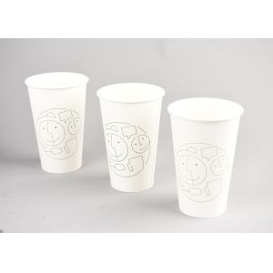 China Custom Printed White Paper Coffee Cups 16oz Biodegradable FDA Approved on sale