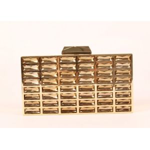 Luxury Rectangle Shape Gold Sparkly Clutch Bag Special Design