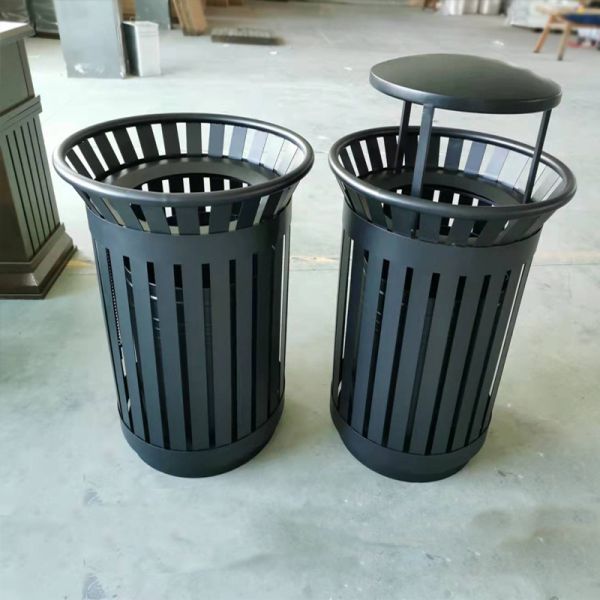 Outdoor Recycle Bin Waste Bin Round Stainless Steel Pedal Trash Can