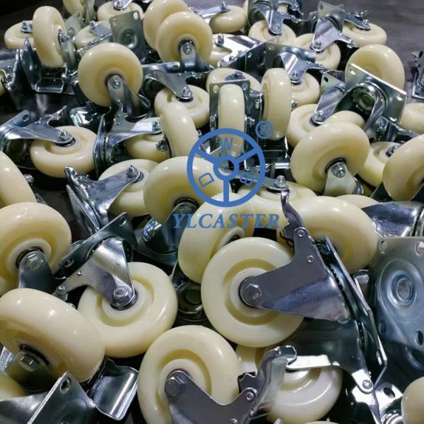Quality 3 Inch 4 Inch Swivel Plastic Caster Wheels White Color Trolley Wheels With Brakes wholesale