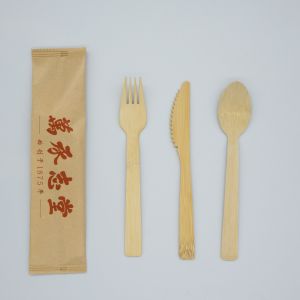 Natural Bamboo Knives Forks And Spoons Set Biodegradable Eco Friendly