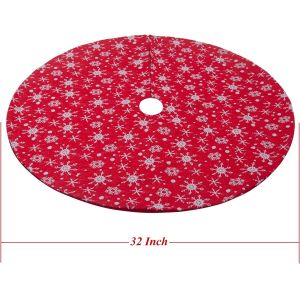 32 Inches Small Christmas Tree Skirt Double Layers Red and White Snow Carpet for