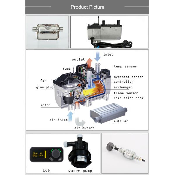 JP Liquid Heater 5KW 12V Diesel Water Heater With Digital Controller For Trailer Truck