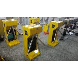 Yellow Color Tripod Turnstile Gate Steel Material Painted Push By Hand