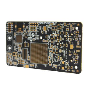 Rigid Fast Turn Black Soldermask PCB 1.55mm Hard Gold Finger 30u" 6 Layer