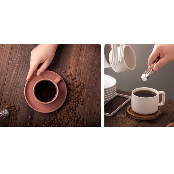Sustainable Ceramic Coffee Mug Set For Afternoon Tea And Cappuccino In Matt White