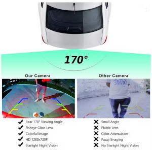 1080P AHD 170° Car Rear View Camera Vehicle Reverse Black Fisheye Lens