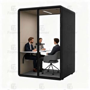 Indoor Private Office Phone Booth Fully Enclosed Modular Sound Proof Rooms Black
