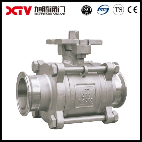 PTFE Seat Pneumatic Ball Valve With Tri Clamp Ends And Aluminium Actuator Control
