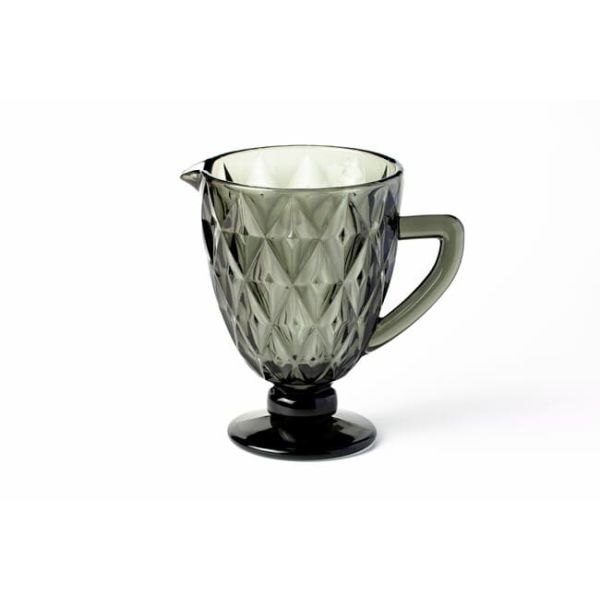38 Oz Smoke Gray Glass Water Pitcher Jug With Spout Machine Pressed