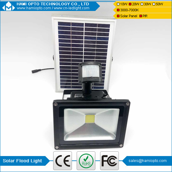 LED solar lights pir motion sensor with outdoor rechargeable 20 watt led flood
