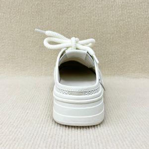 Comfort Womens White Mules Canvas Platform Shoes With Lace Up