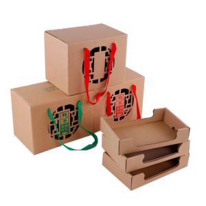 Recyclable Cardboard Box Trays For Food With Handle