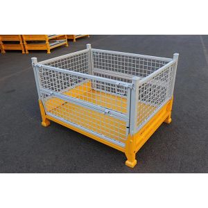 China Electrostatic Spraying Foldable Wire Mesh Pallet Cage For Warehouse Storage on sale