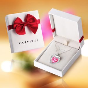 1.18x0.98in Double Heart Shape Pendant Silver Plated With Austrian crystal