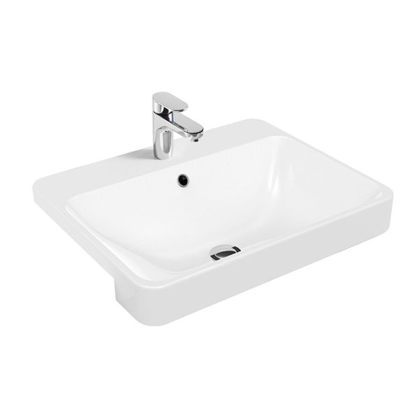 Quality Ceramic Semi Recessed Wash Basin 586x470x173mm With Overflow wholesale