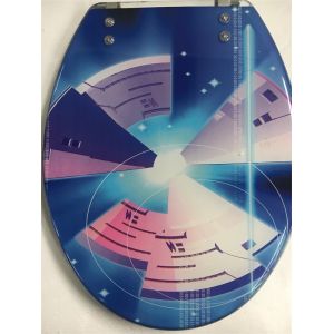 inner paper design tranparent polyresin toilet seat with Zinc alloy hinge
