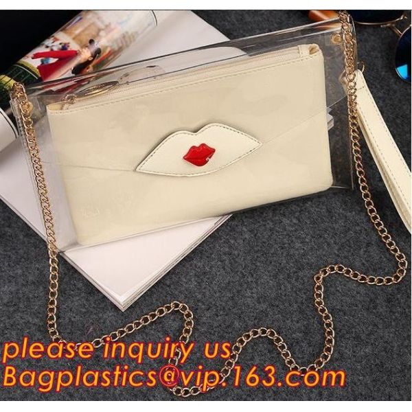 Button Closure PVC Clutch Bag For Women Handbag Snap Sleeve Cosmetic Makeup Bag, Satchel Golden Handle Chain Clutch PVC
