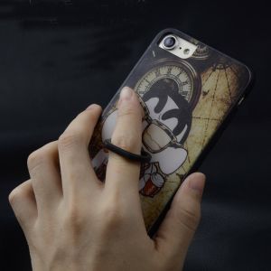 Hard PC + Silicone Side Humor Cartoon Ring Buckle Back Cover Cell Phone Case For