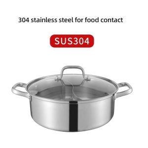 New Design Hot Pot Thickened Round Shape Stainless Steel Shabu Pot Soup Pot With
